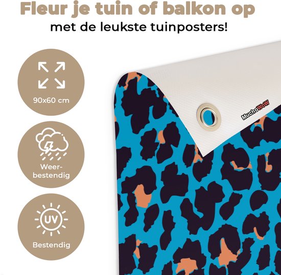 Posters de jardin Imprimé léopard - Design - Blauw - 90x60 cm