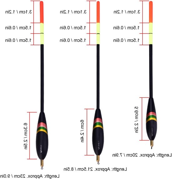 Set van 3 Houten Vissen Floats, Lichtgewicht Waggler Bobbers voor Vissen, Perfect voor Hengelsport en Vissersaccessoires — afbeelding 5