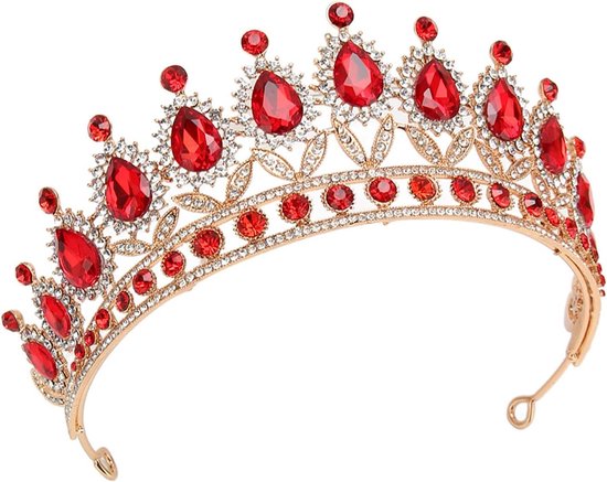 Koninklijke Rode Kristallen Tiara voor Vrouwen, Luxe Haaraccessoire voor Bruiden, Feestjes en Kostuums, Opvallend en Elegant van Merkloos — afbeelding 4