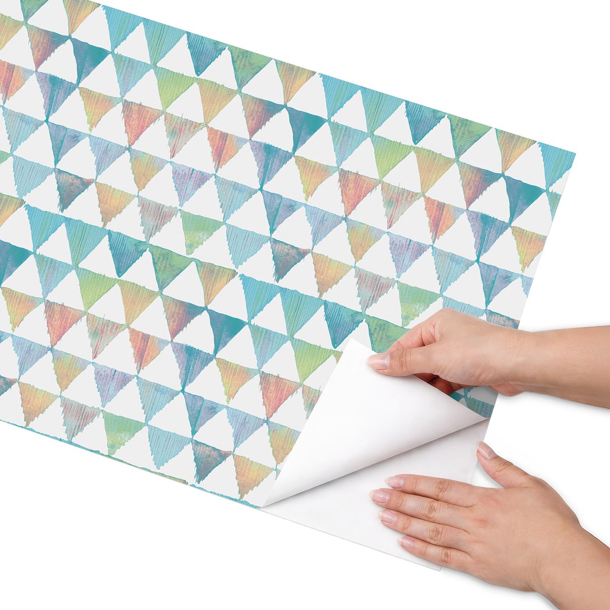 Coloray Meubel Wrap Folie - Blauw Meubelfolie - 50x100 cm - Meubelfolie Zelfklevend Kleurrijk retro patroon - Wrapfolie Keuken - Geometrische Meubelfolie - Decoratiefolie - Tafeldecoratie - Geometrie