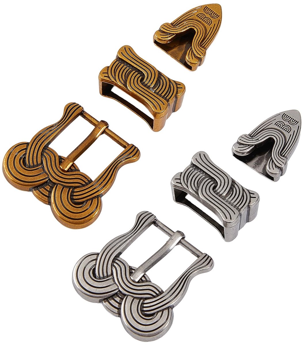 Allecto - Cowboy Riem Set - Vervangende Riemen - Antieke Gouden en Zilveren Buckles - Duurzaam en Stijlvol - Geschikt voor Diverse Outfits - Perfec...