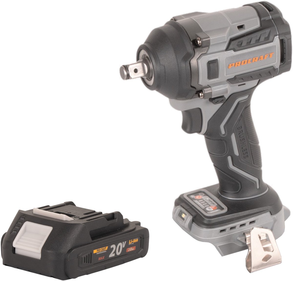 Procraft Industrial IW550Abb accu slagmoersleutel 20 V 550 Nm 1/2" + 1x accu 2,0 Ah - zonder lader