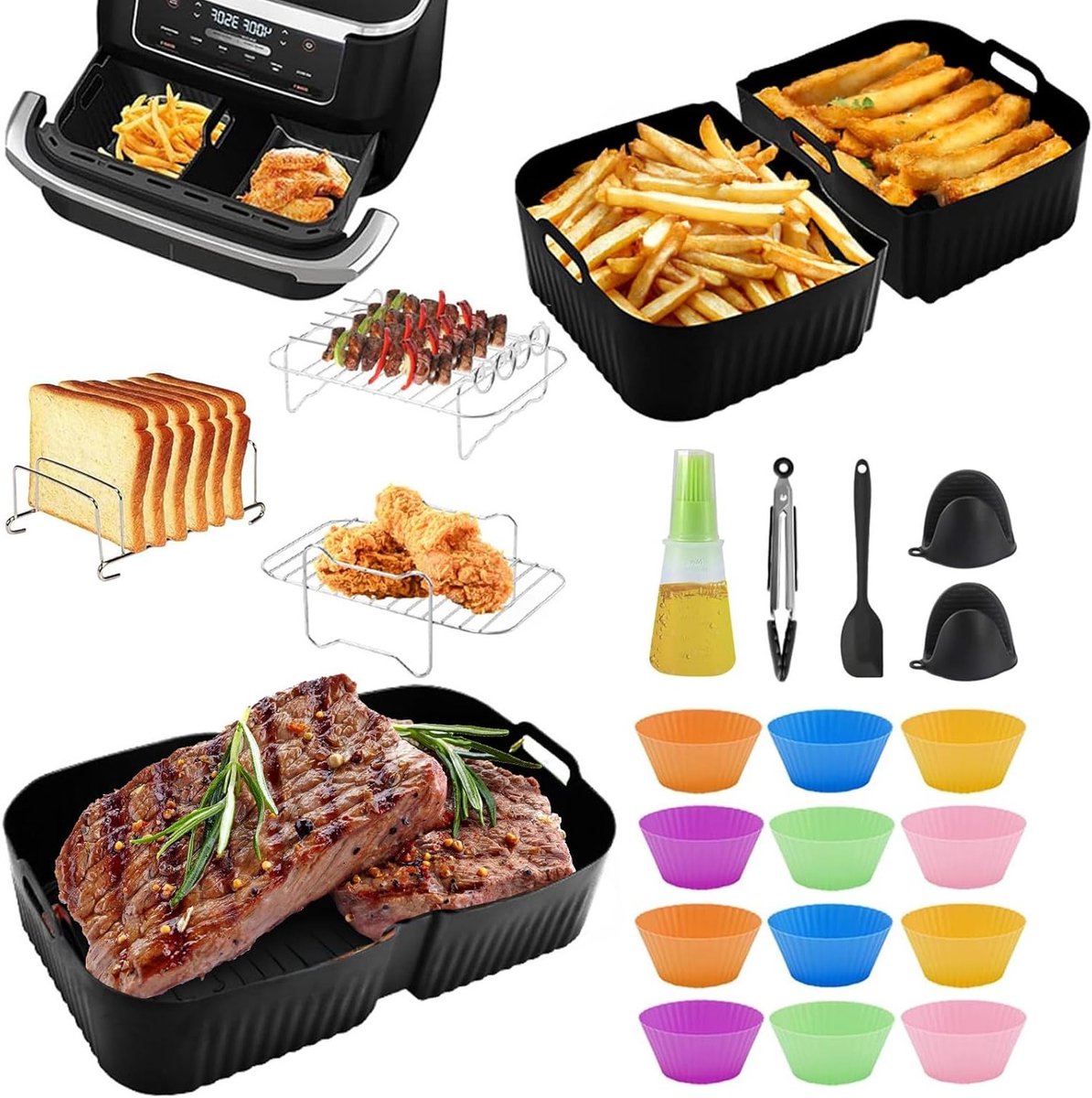 Accessoires voor Airfryer met Siliconen Mallen en Extra Toebehoren voor Koken en Bakken