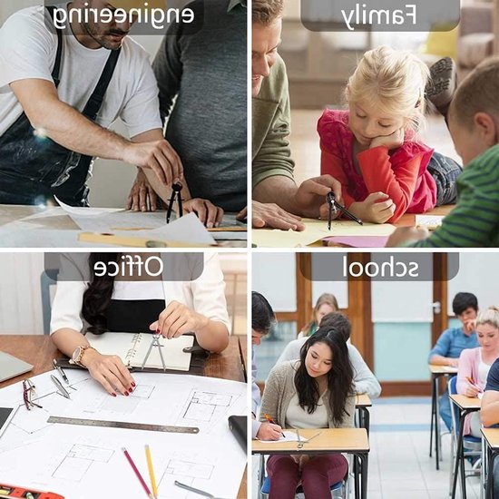 Professionele Geometrische Compassen Set van 2 voor Wiskunde, Tekeningen en Ontwerpen met Extra Vulpenlood van Merkloos — afbeelding 3