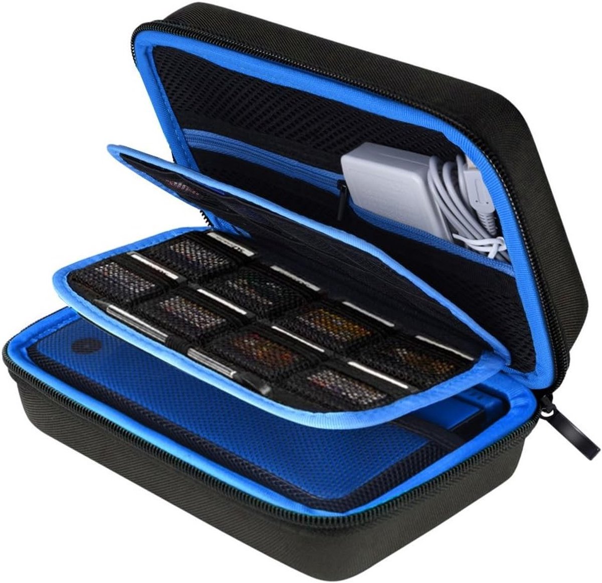 Duurzame Hard Case Bescherming voor New 3DS XL - Zwart en Blauw, Ideaal voor Reizen en Opslag