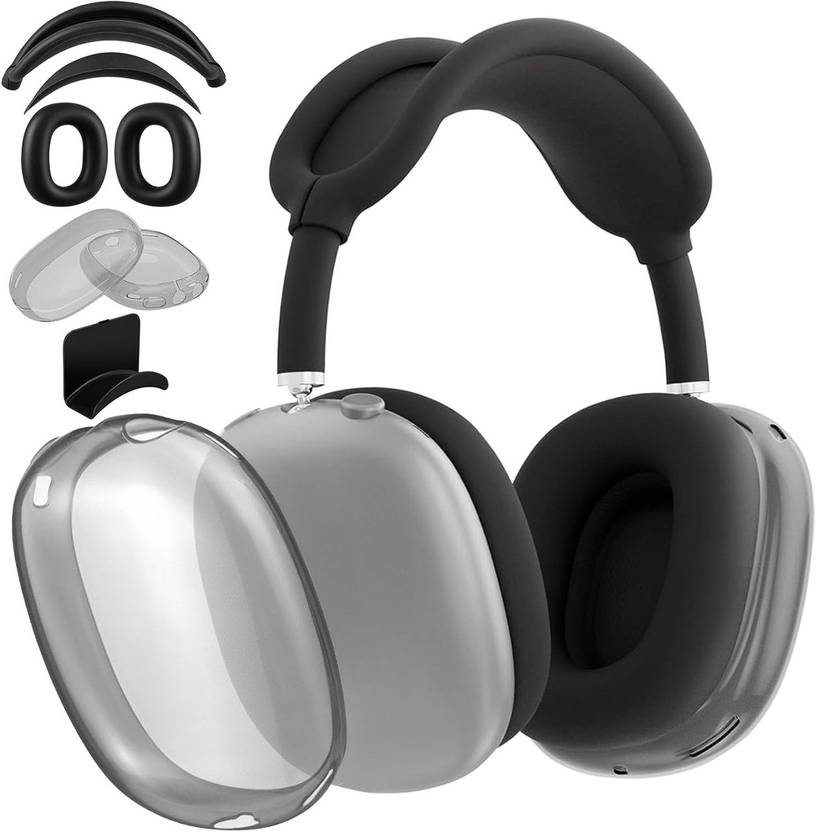 Silicone Oorkussens en Hoofdband Bescherming voor Airpods Max Hoofdtelefoon met Stand, Anti-Kras en Comfortabel