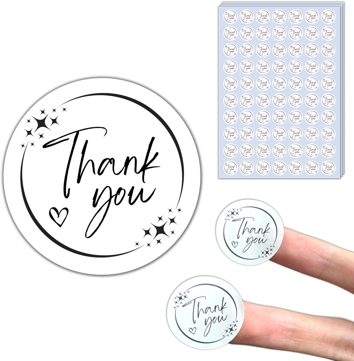 Allecto - Bedankt Stickers - Zelfklevende Etiketten - 700 Stuks - 25mm - Perfect voor Verpakkingen - Scrapbooking - Zwart op Wit