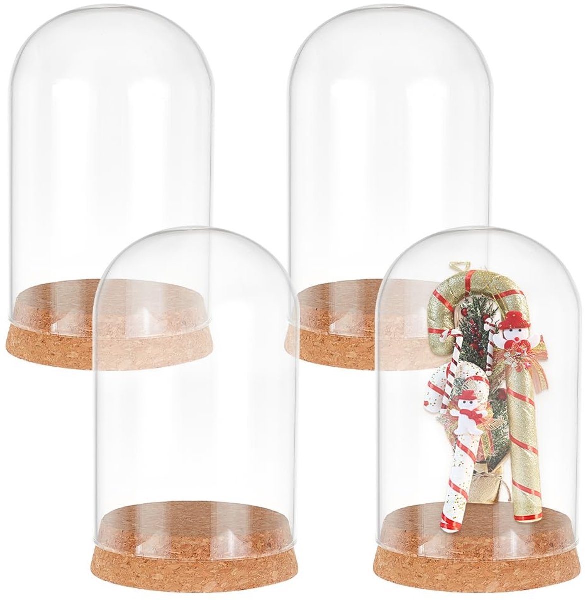 Allecto - Glazen Cloche - Decoratieve Dome - 4 Stuks - Transparant - Voor Bloemen en Verzamelobjecten - Perfect voor Feestdagen en Decoratie - Mode...