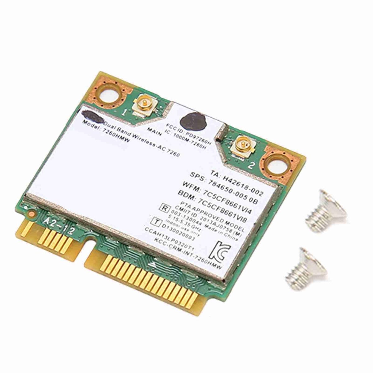 Allecto - WIFI Kaart - Dual Band - 867Mbps Snelheid - 7260AC - Bluetooth 4.0 - Geschikt voor Laptop - Mini PCI-E