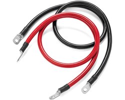 Allecto - 2-delige batterijkabel - Koperen kabel - 50 cm - Rood en zwart - 5AWG - Geschikt voor voedingsbatterijen en tractiebatterijen