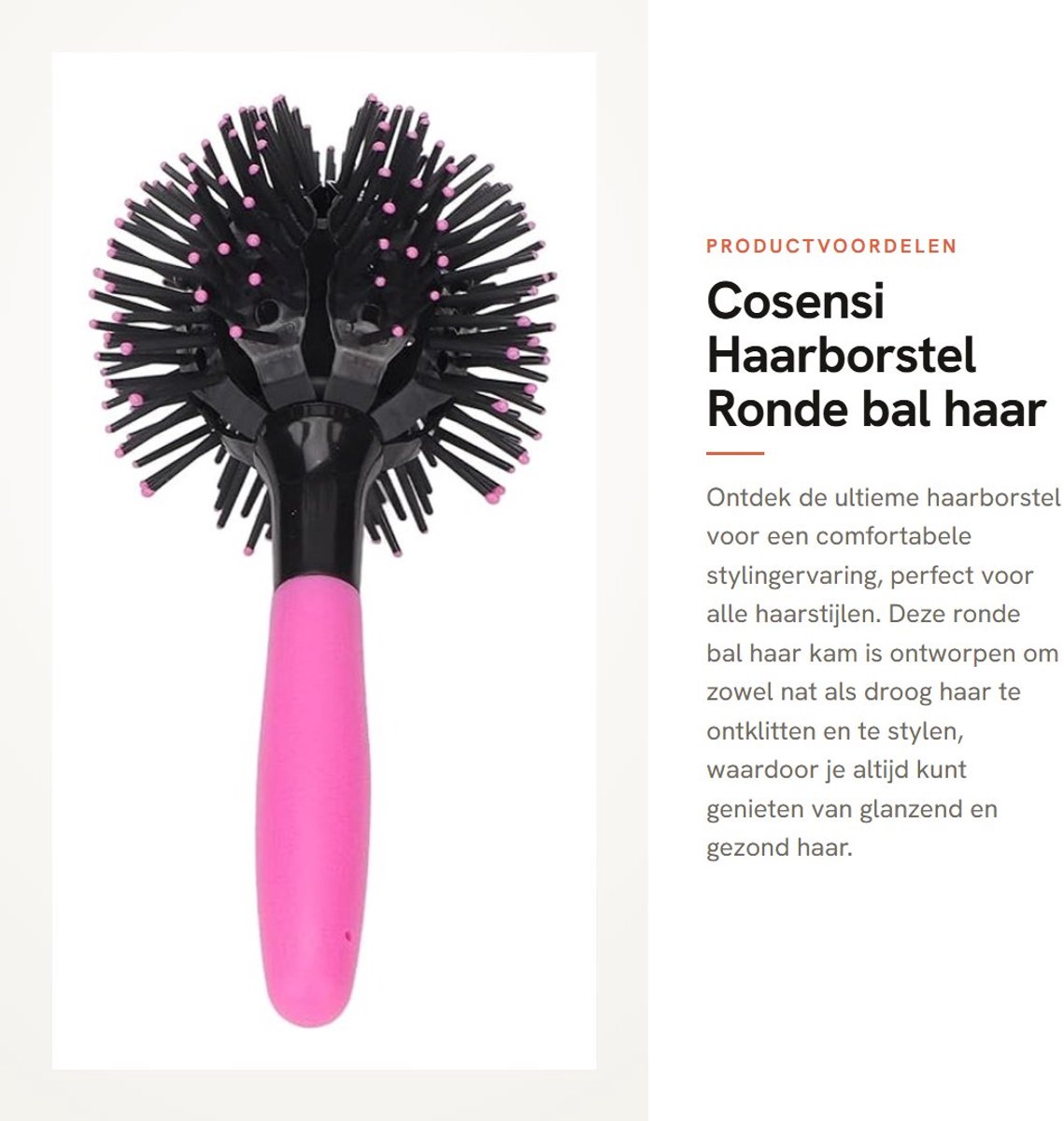 Dailygoods- Haarborstel Ronde Bal - Antiklit Haarborstel - Hoge Temperatuur Weerstand - Draagbaar - 360 Graden Ontwerp - TPE Materiaal - Haarkam
