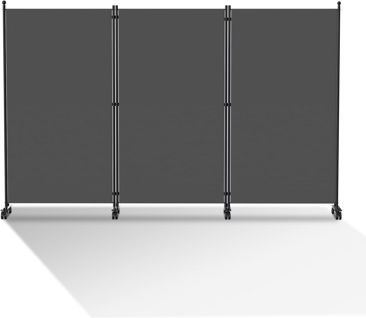 Opvouwbare Ruimteverdeler - Mobiele Scheidingswand - Privacy Creëren - Met Wielen en Remmen - 187 x 181 cm - Antraciet