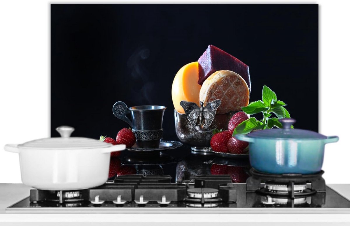 Keuken Spatscherm Achterwand Beschermer Koken en Bakken Unieke Foto Print 60x40cm Rustiek Fruit