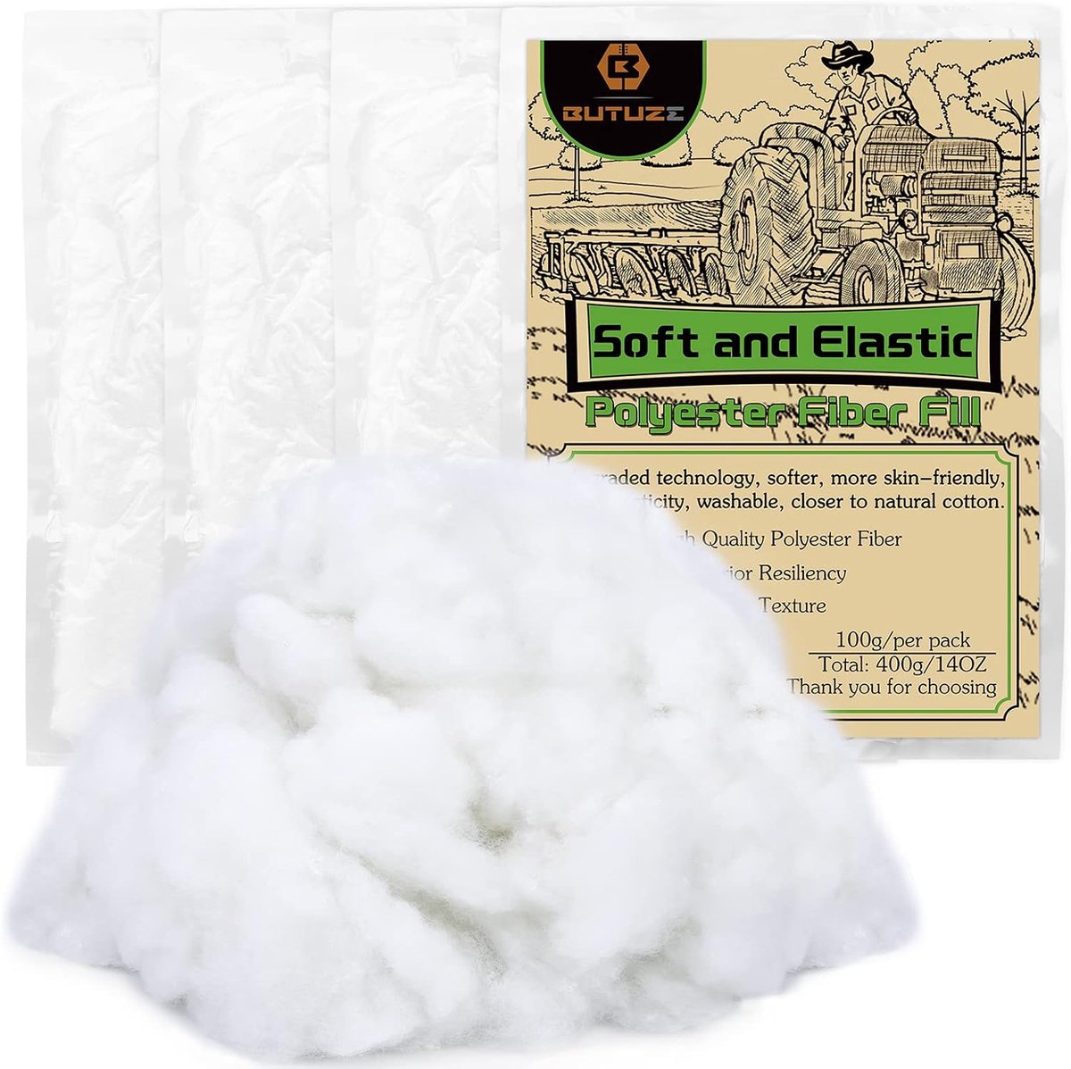 Polyester Vezelvulling - Zachte Vulling - Kussens Vullen - Hoge Veerkracht - 400g - Wit