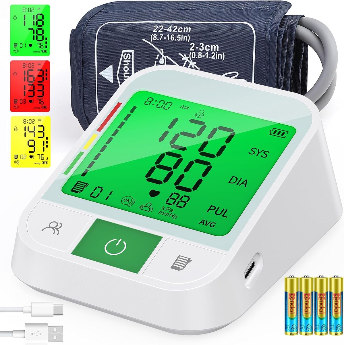 Digitale bloeddrukmeter - Arm bloeddrukmeter - Gezondheid monitoren - XL manchet 22-42 cm - 2 gebruikers geheugen - Wit