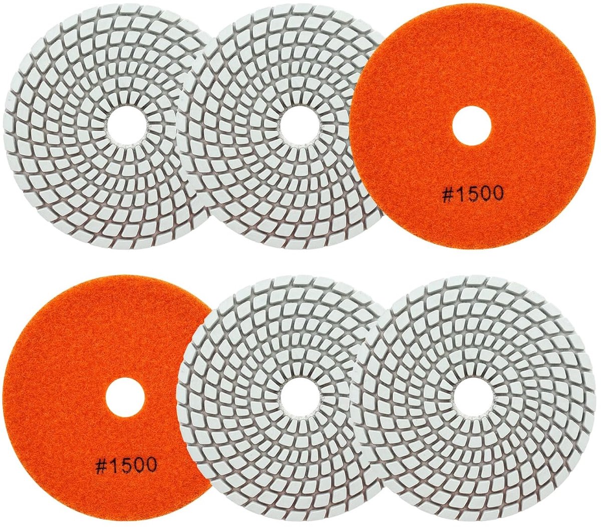 Polijstpads - Diamant schijven - Natte steenbewerking - Hoge diamantkwaliteit - 6 stuks 100 mm - Geel