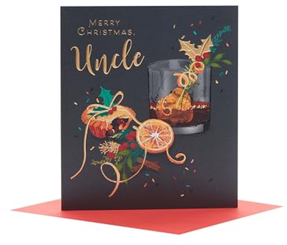 Kerstkaart Oom - Kerstgroet - Feestdagen Vieren - Klassiek Ontwerp - 16.5 cm - Multicolor