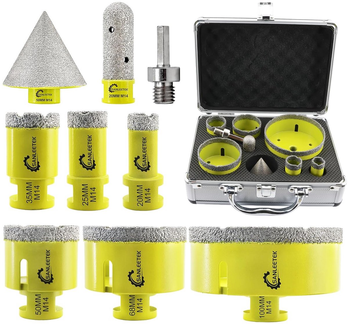 Diamant tegelboorset - Gatenzaag set - Tegels boren - Vacuüm gesoldeerd - 9 stuks - Zilver