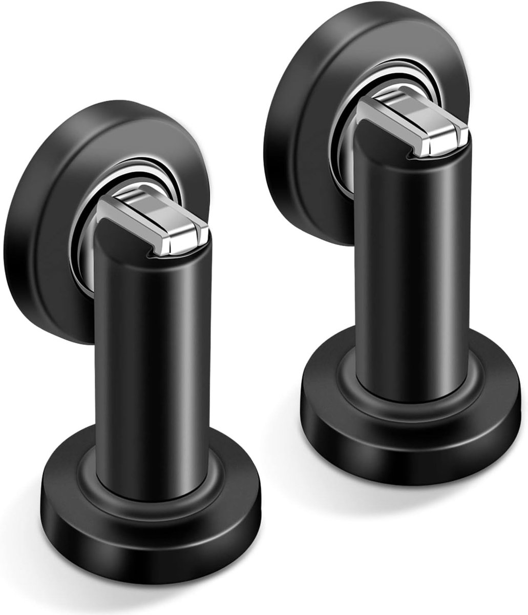 Magnetische Deurstopper - Deurvanger Houder - Deuren Open Houden - Roestvrij Staal - 2 Stuks - Zwart