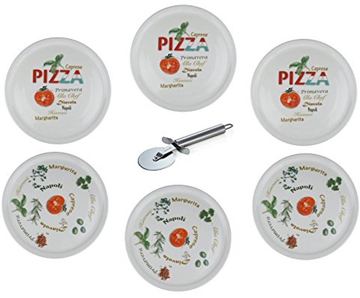 Pizzaborden Set Pizza Servies Pizza Eten Inclusief Snijder XXL 30 cm Wit