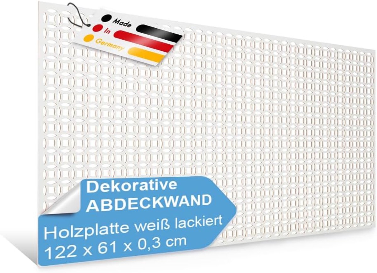 Houten Gatenwand - Decoratieplaat MDF - Radiator Bekleden - Gemaakt in Duitsland - 122 x 6
