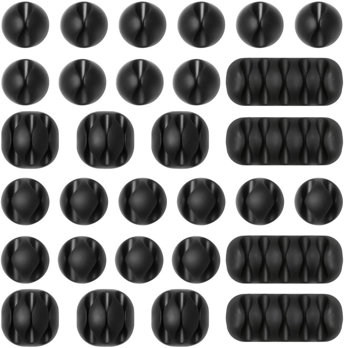 Dailygoods - Kabelclips - Kabelhouder - Zelfklevend en veelzijdig - Zwart - Kabelorganizer - Ideaal voor bureaus en thuis - 30 stuks