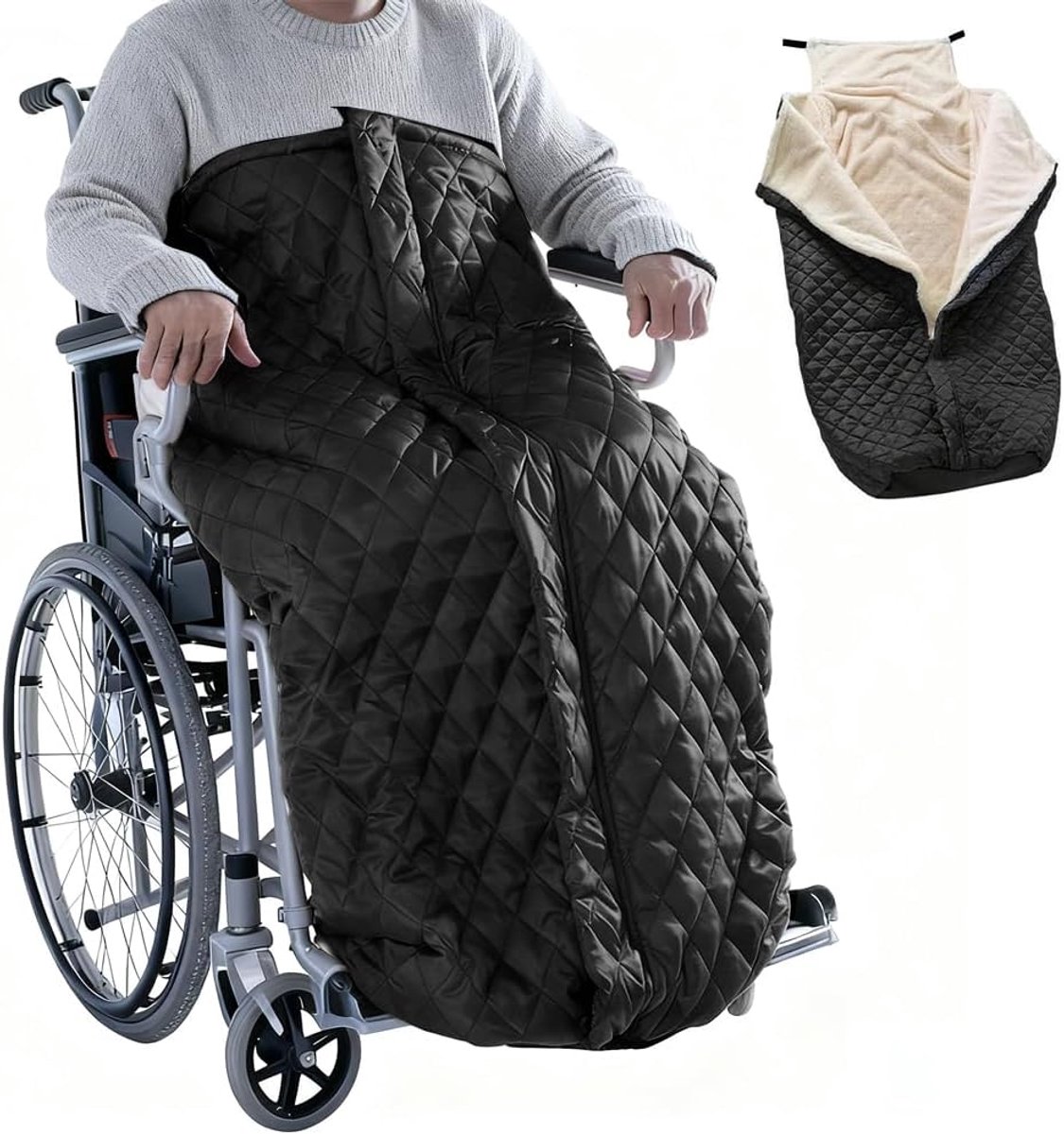 Rolstoel Voetenzak - Warmte Deken - Buiten Zitten - Waterproof Materiaal - 130 cm - Zwart