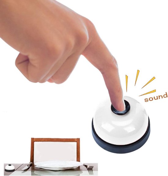 Tafelbel - Servicebel Bel - Hulp Vragen - Batterijloos Geluid - 72 cm Hoog - Wit — afbeelding 5