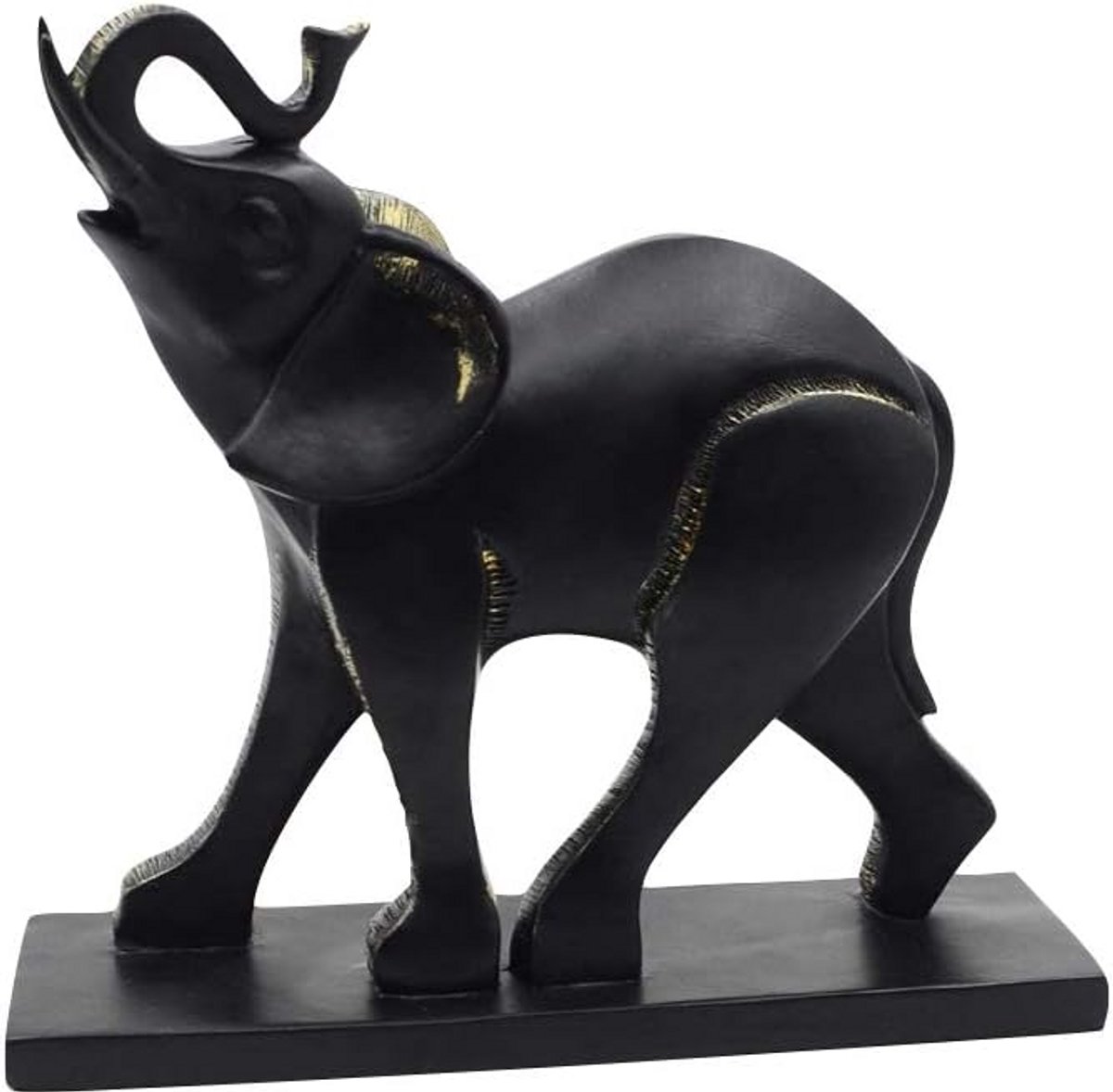 Olifant beeldje - Handgemaakt decoratie - Woonkamer aankleden - Uniek design - 20 cm hoog - Zwart