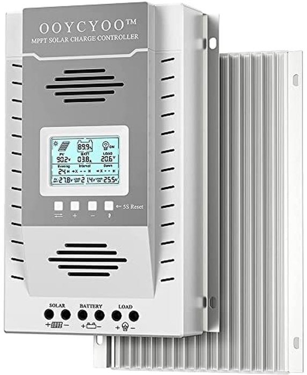 MPPT Laadregelaar - Zonne-energie Controller - Energie Management - Automatische Systeemherkenning - 100A - Grijs