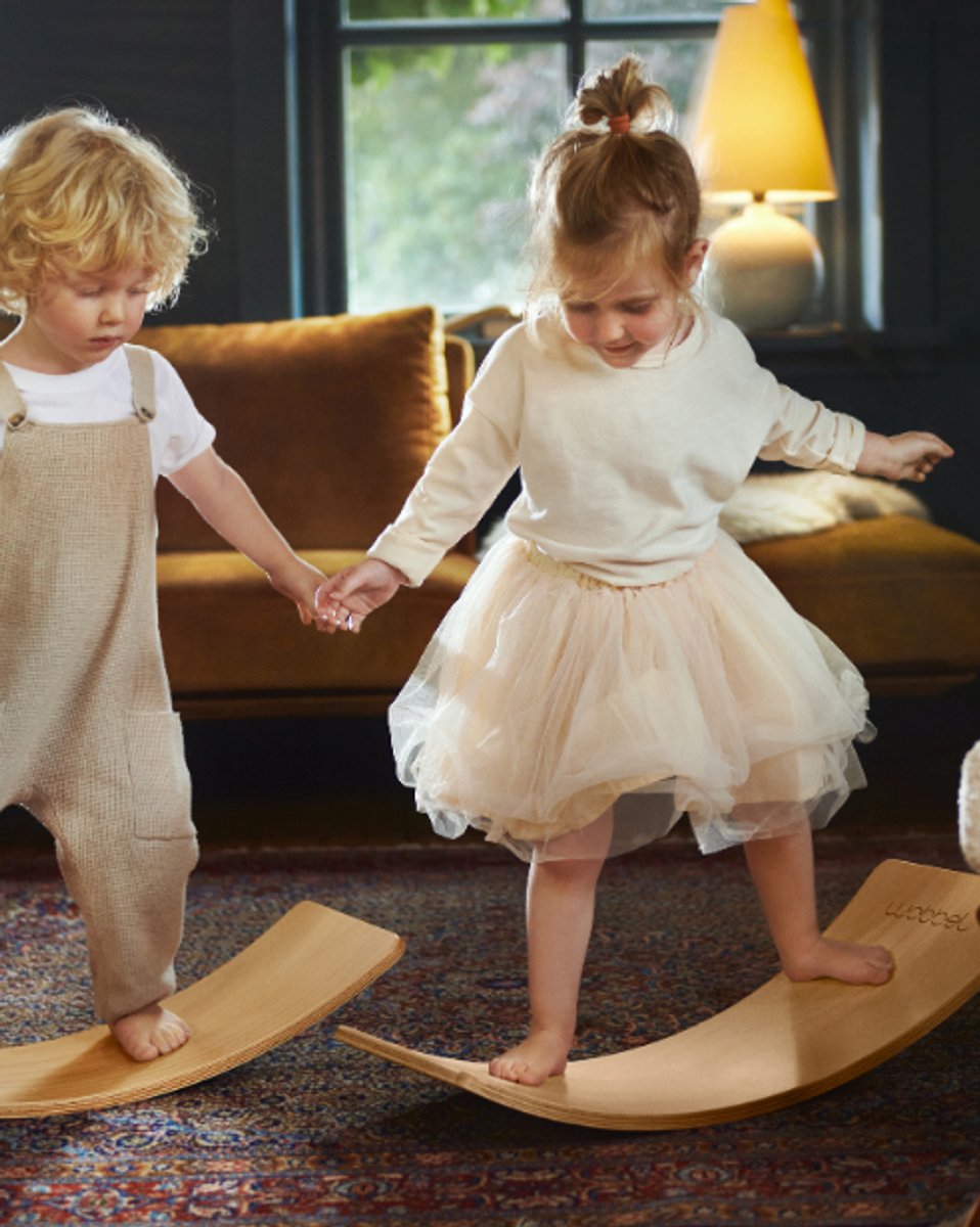 Wobbel Starter Balansbord Baby & Peuter (0-4 jr) - Houten Balance Board - Zonder Vilt - FSC Beukenhout - 70 cm - Het Origineel Sinds 2015