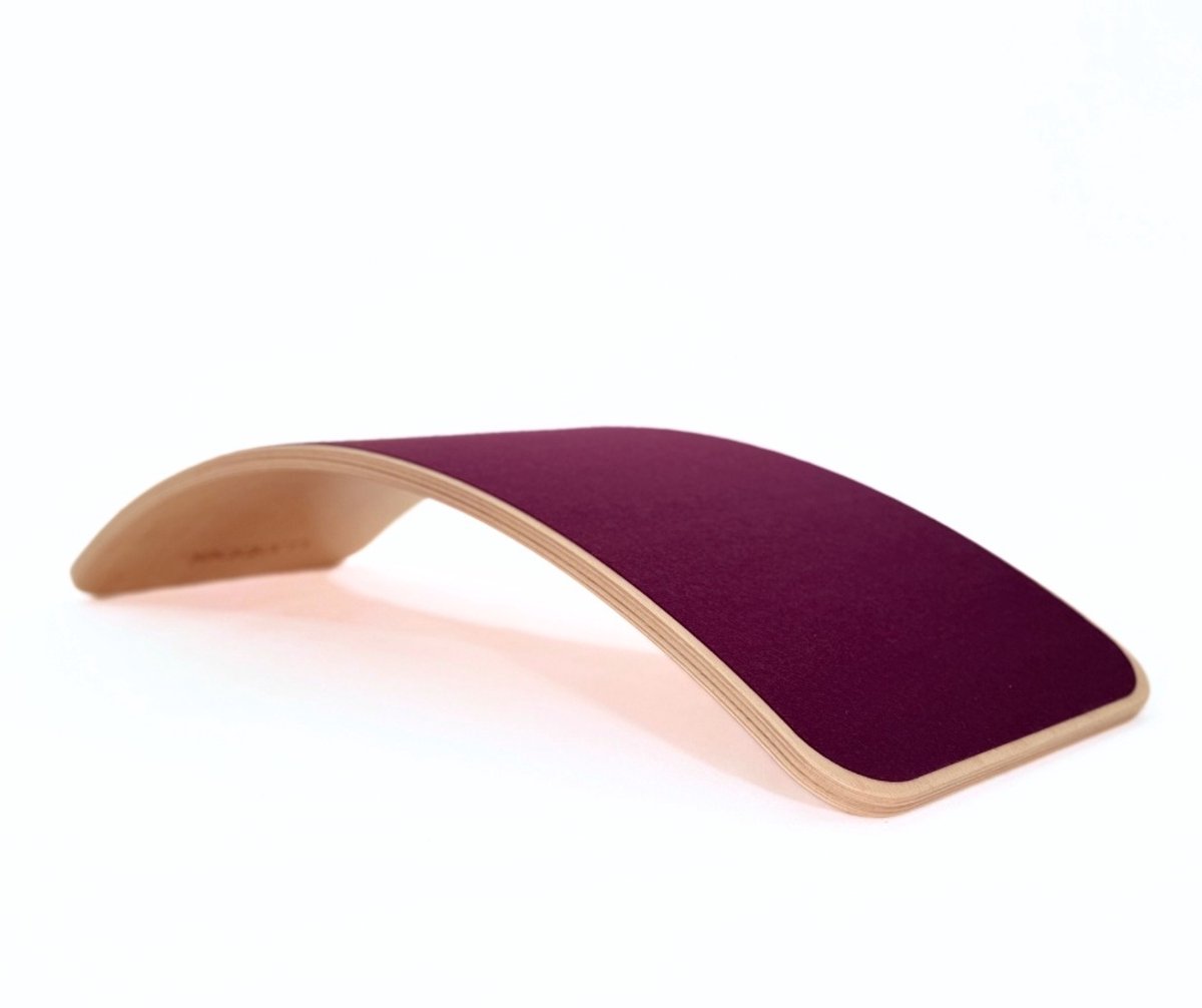 Wobbel Large Balansbord Grote Kinderen & Tieners (8+) - Houten Balance Board - Wolvilt Aubergine (Paars) - FSC Beukenhout - 100 cm - Het Origineel Sinds 2015