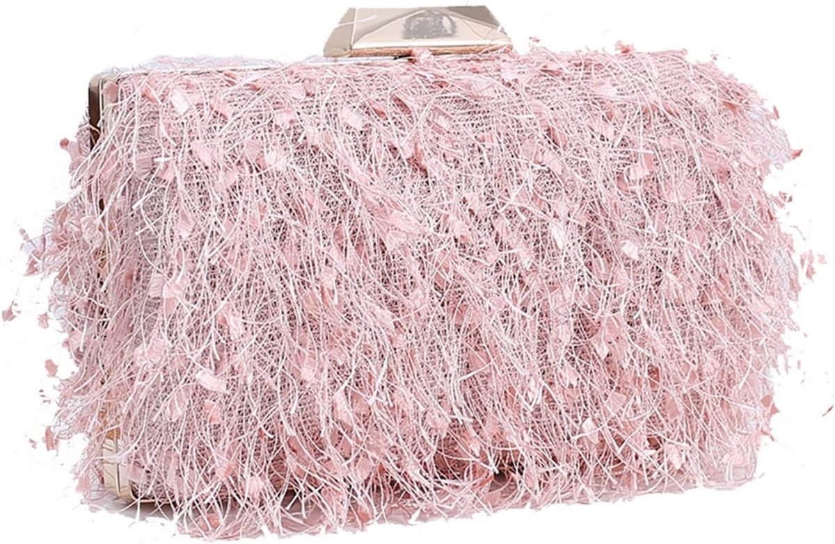 Avondtas Dames - Feestelijke Clutch - Bruiloft Feest - Afneembare Ketting - 17.5 cm - Zwart