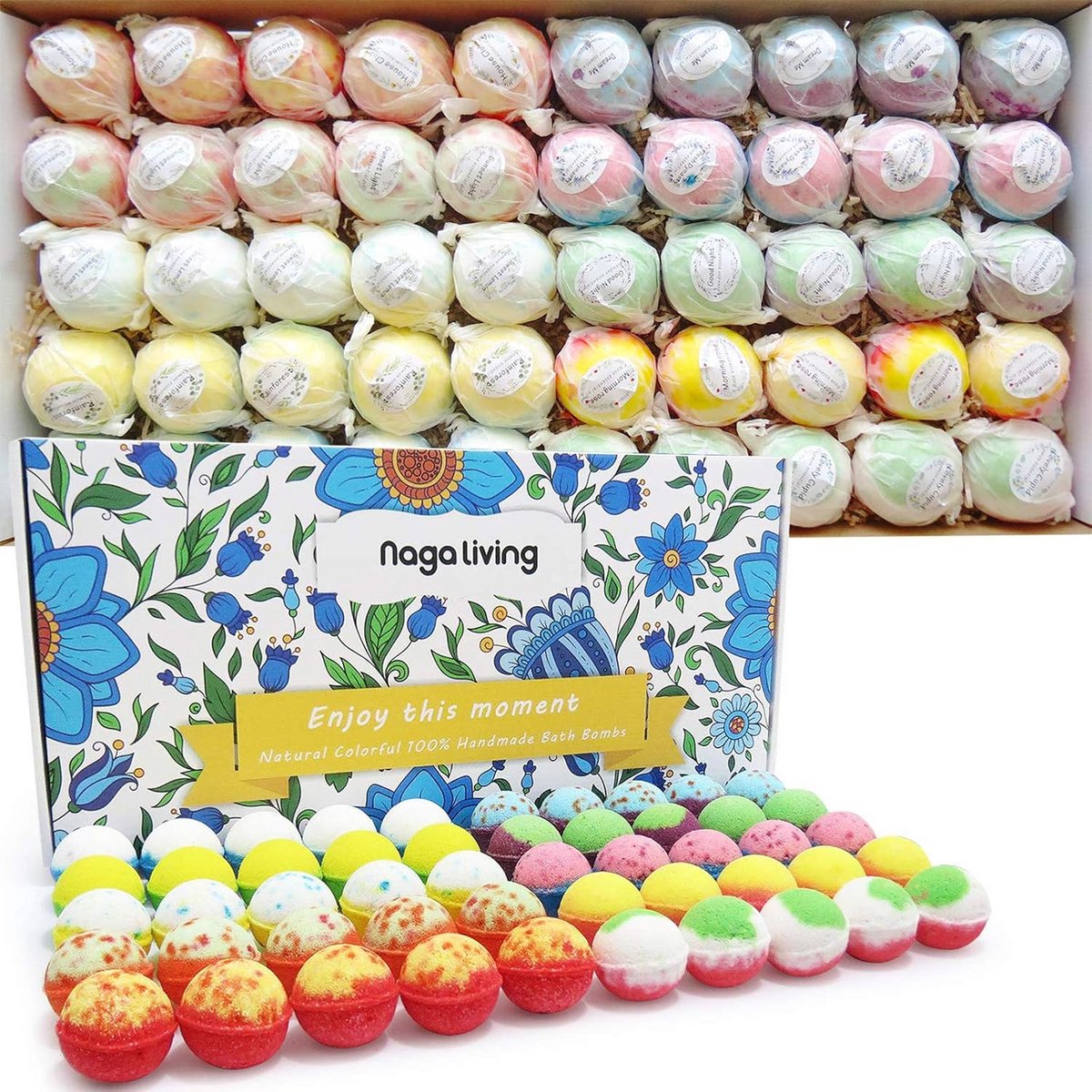 Biologische Badbommen - Bruisballen Set - Ontspanning Thuis - Handgemaakt & Natuurlijk - 50 Stuks - Multicolor