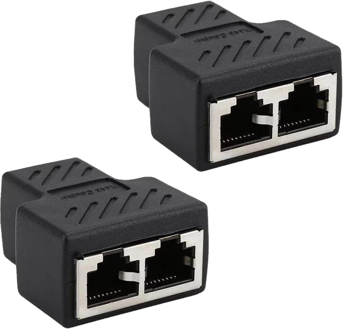 RJ45 Splitter Adapter - Ethernet Verdeler - Netwerk Uitbreiding - Dubbele Poort Connectie - 2 Stuks - Zwart