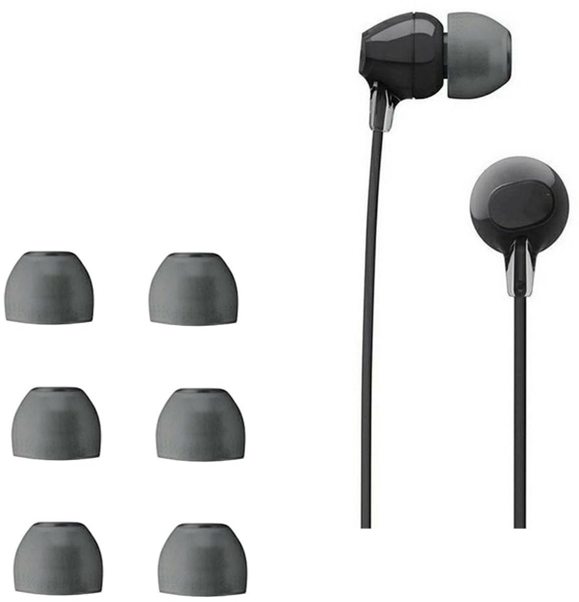 Dailygoods - Vervangende Siliconen Oordopjes voor Hoofdtelefoons (6 stuks) Grijs