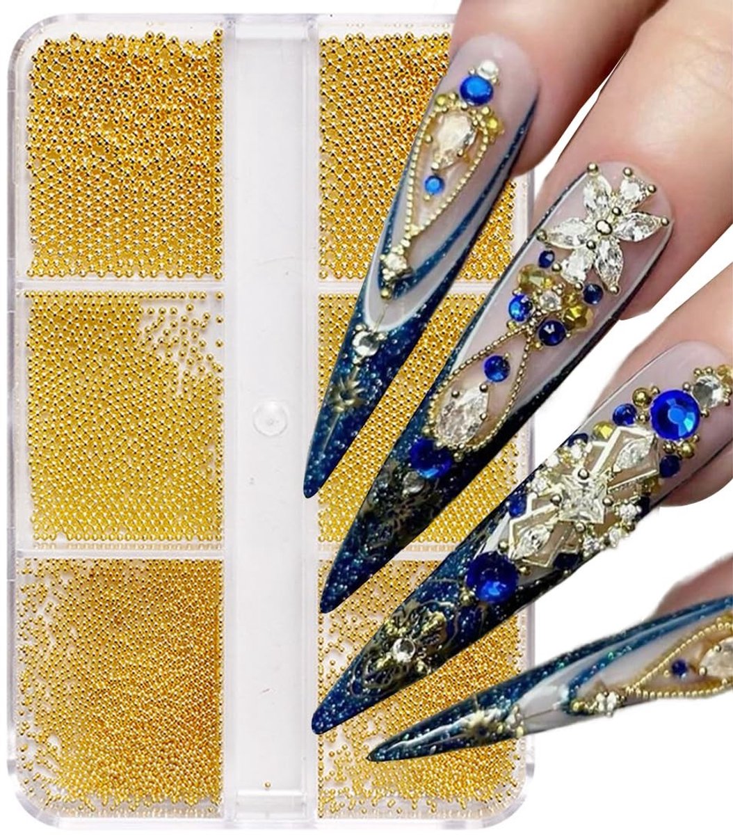 Dailygoods - Kaviaarkralen voor Nagels, 6 Maten Goud en Zilver