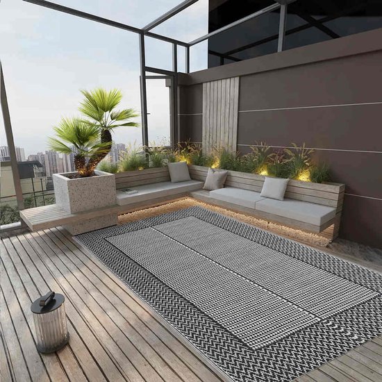 vidaXL - Buitenkleed - 160x230 - cm - PP - grijs van VidaXL — afbeelding 4