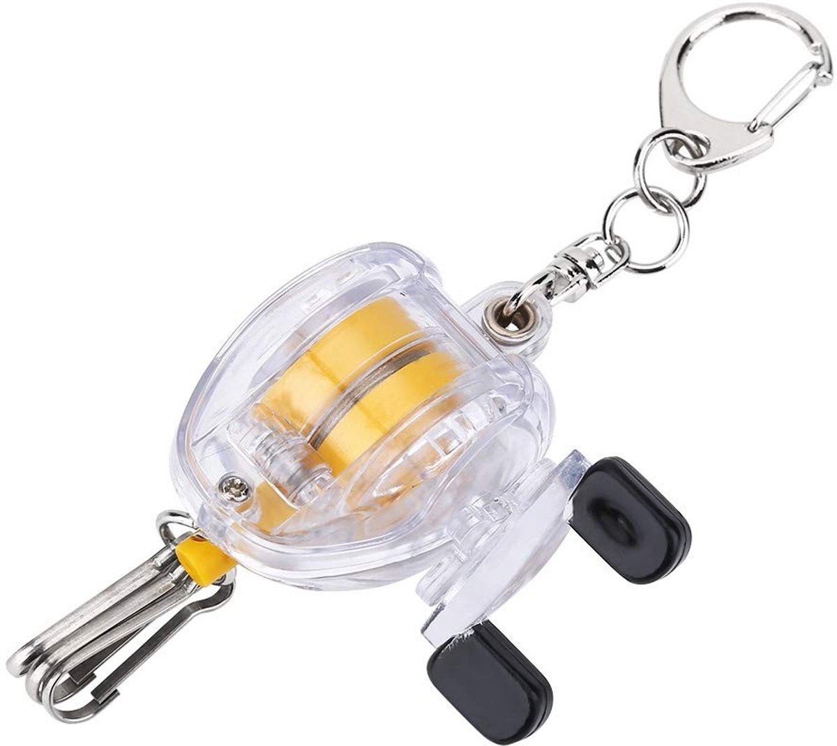 Dailygoods- Hengelmolen Draagbaar - Sleutelhanger - Intrekbare Staaldraad - Clip-Lock Gesp - Telescopische Beugel - Gewicht 26 g
