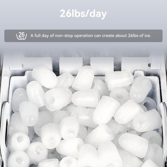 IJsmaker - IJsblokjes machine - Snelle IJsblokjes - Zelfreinigend - 12kg per dag - Zilver — afbeelding 4