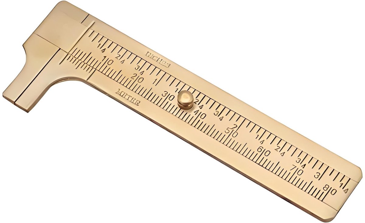 Dailygoods- Vernier Kaliper Mini Retro - Dubbele Schalen - Schuifmeter - Meetgereedschap - 80mm/100mm - Messing - Hoge Precisie