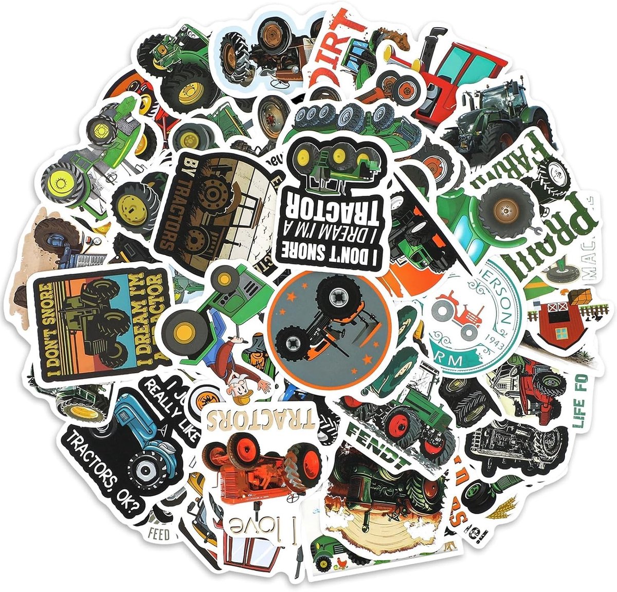 Dailygoods- Tractorstickers 60 stuks - Grappige voertuigen - Herbruikbare PVC-stickers - Knutselvrienden - Creatieve designs - Waterdicht materiaal