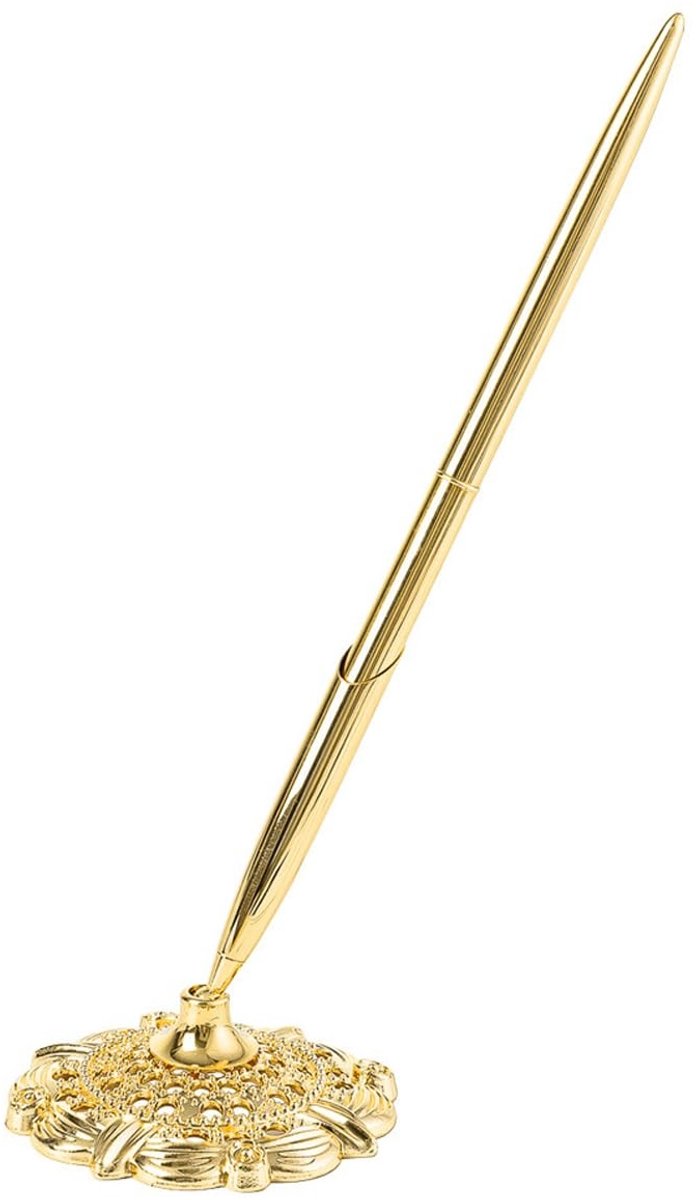 Dailygoods- Balpen Gouden Metalen Set - Handtekeningpennen - Draaibare Penhouder - Vervangbare Penvulling - Duurzaam - Geschikt voor Bruiloften - Handtekeningpen