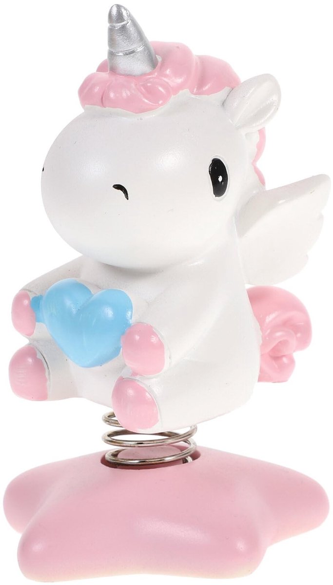 Dailygoods - Dashboard Dierfiguur - Bobblehead - Unicorn - Roze - Auto Decoratie - Feest Versiering - Office Decoratie