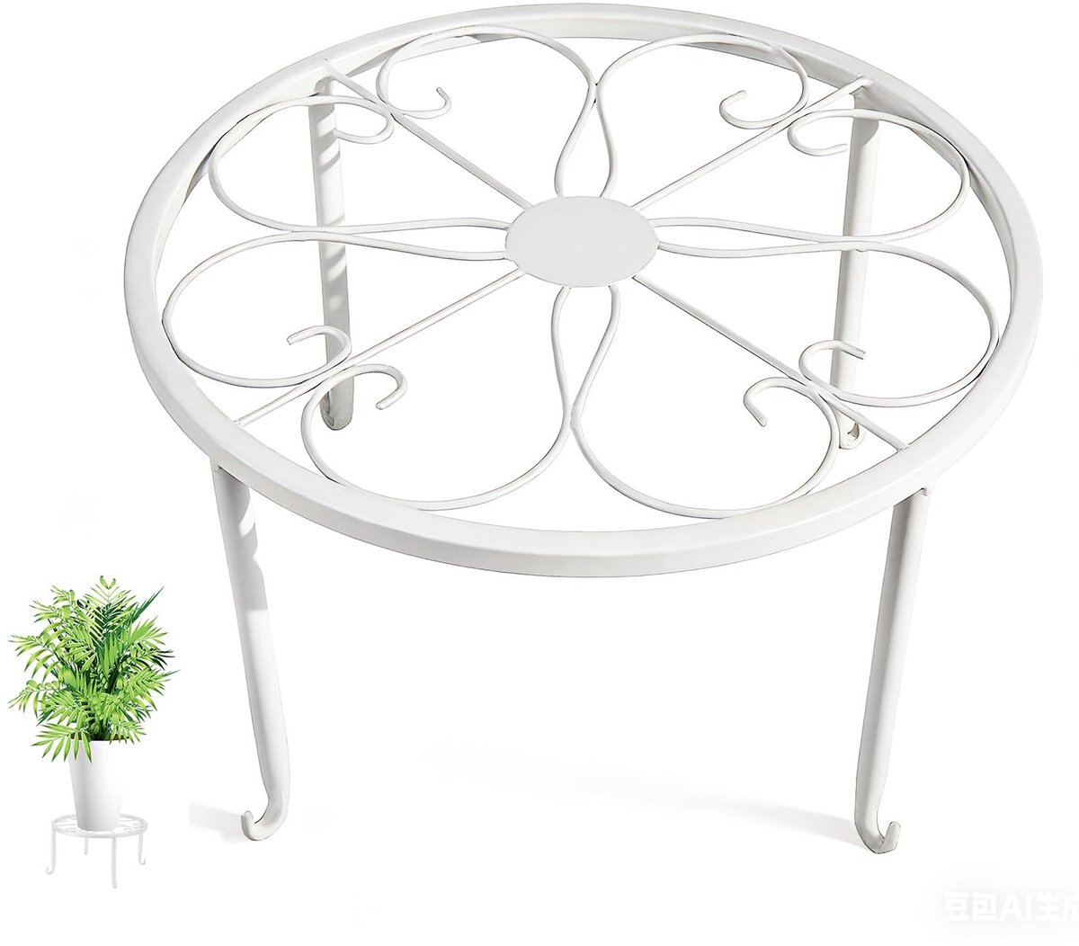 Dailygoods- Plantenstandaard Zware Houder - Plantenstandaard Binnen/Buiten - IJzeren Plantenstandaard - Roestwerend - Geen Installatie Vereist - Dikke Gebogen Poten - Plantenpotstandaard