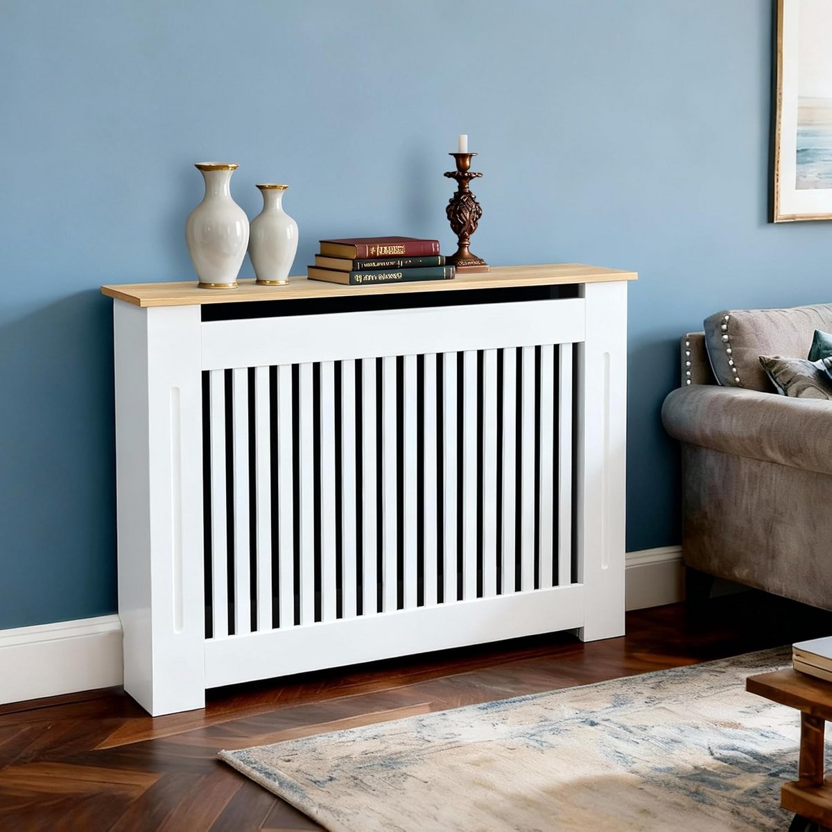 Radiatorafdekking - Verwarming Omkasting - Ruimte Decoratie - Met Plank - 112 x 20 x 925 cm - Wit