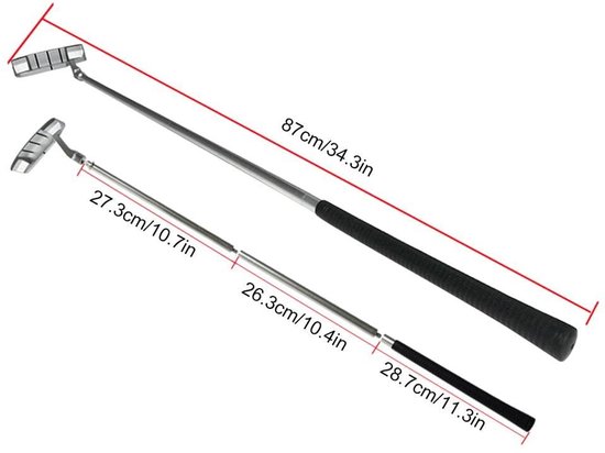 Dailygoods- Putter Opvouwbaar - Golfputter Set - Inclusief 2 Oefengolfballen - Geschikt voor Rechtshandigen - Draagbaar voor Reizen - Schokbestendig Design - Golfclub van Dailygoods — afbeelding 5
