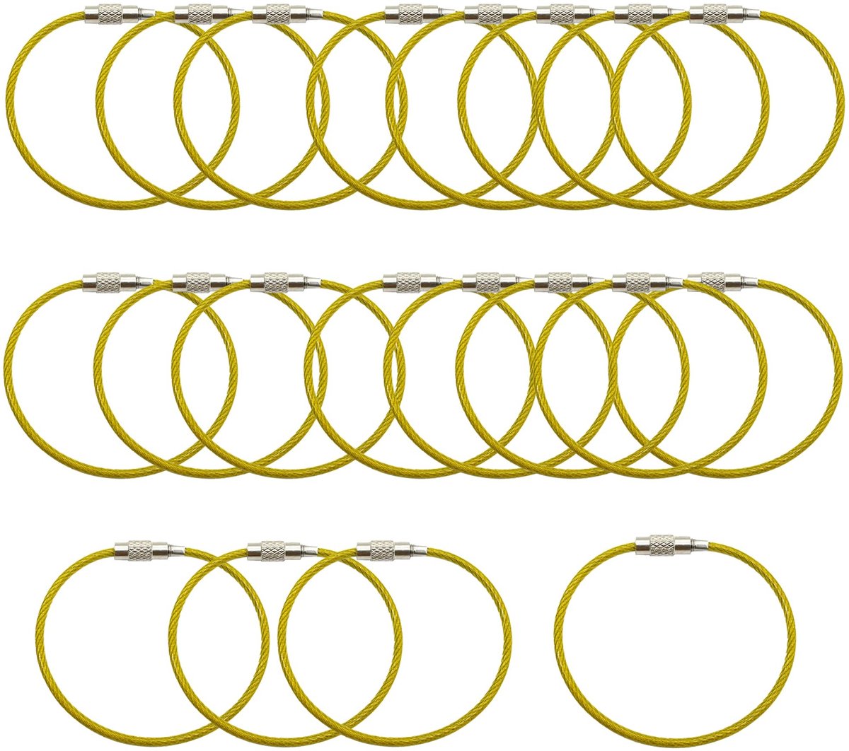 Dailygoods- Ringkabel 30 Stuks - Sleutelhanger - Roestvrij Staal - Sterk Draagvermogen - Duurzaam - 15 cm Lengte