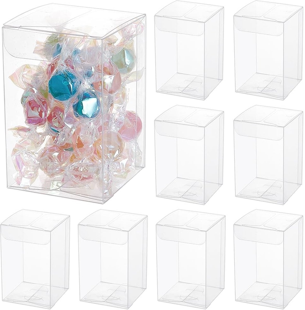 Dailygoods - 20 Transparante Geschenkdozen voor Bruiloften en Feesten - 5 x 5 x 8 cm
