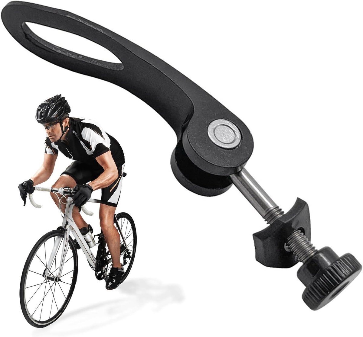 Zadelpen Klem - Snelsluiting Bout - Fiets Zadel Verstel - Tool-less Installatie - M5 x 45mm - Zwart